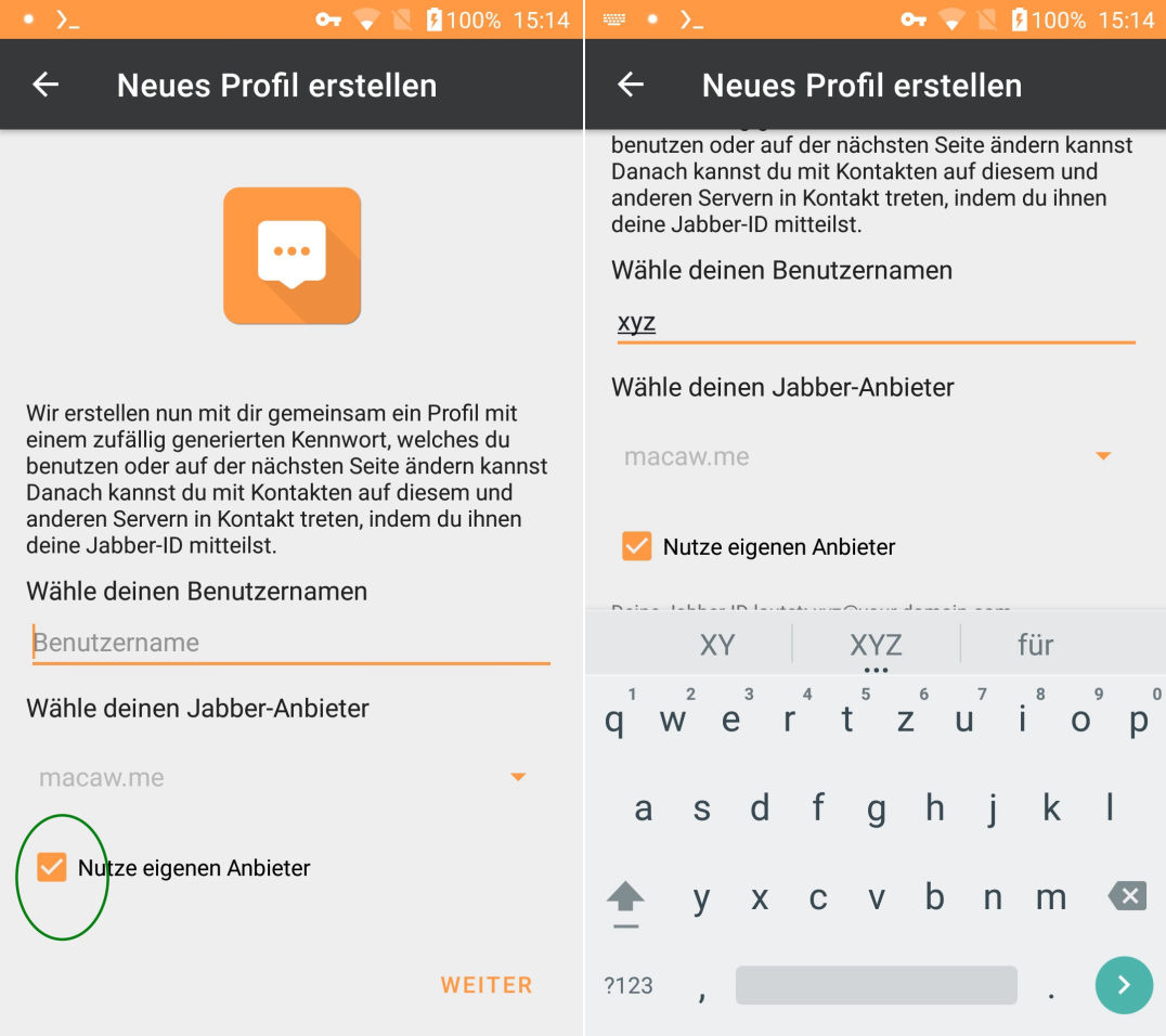 Neue Jabber-ID erstellen